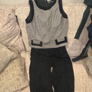 DJI Black and White Houndstooth Jumpsuit